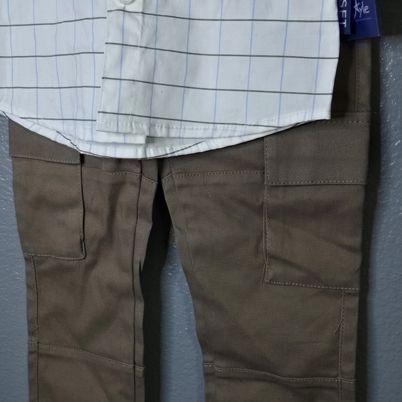 Freestyle Plaid Button Down Boy short sleeve shirt And Pants Set. Size 3t. Nwt - Picture 3 of 5